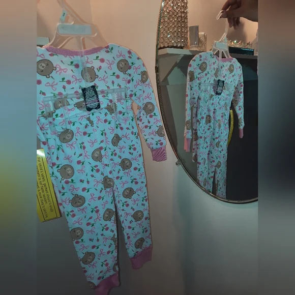 Pink Bear Print Kids Two Piece Pj Set - Picture 2 of 5